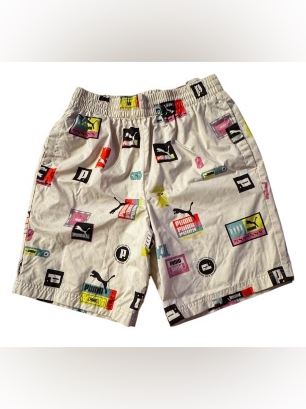Puma size M board shorts athletic all over print logo beach sports - Picture 2 of 13